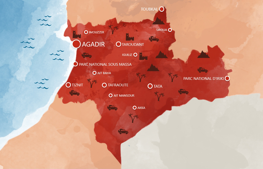 Agadir Souss Massa Karte